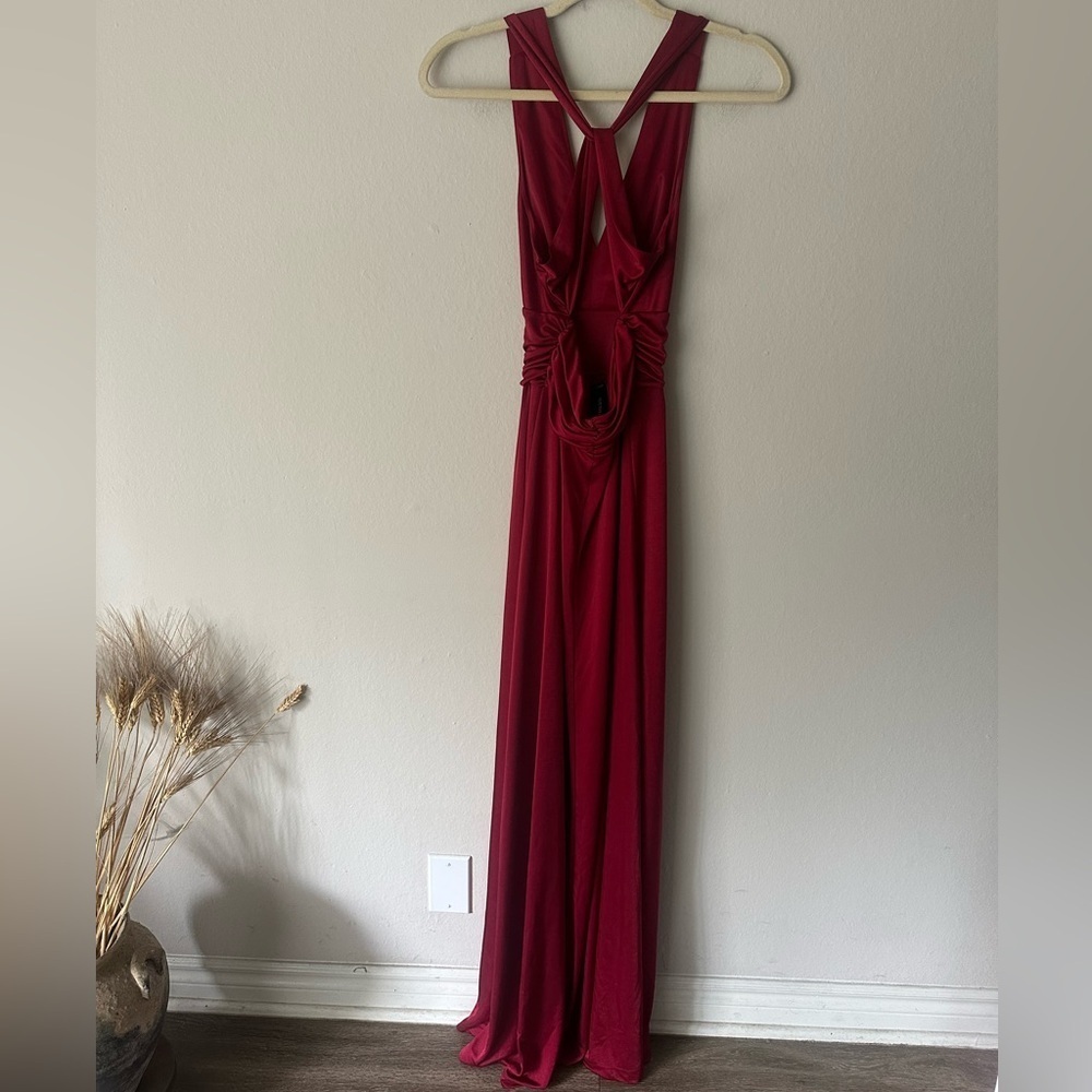 Express Wedding Formal Holiday Party Maxi Gown Dress in Burgundy Red Small NWT - Picture 11 of 12